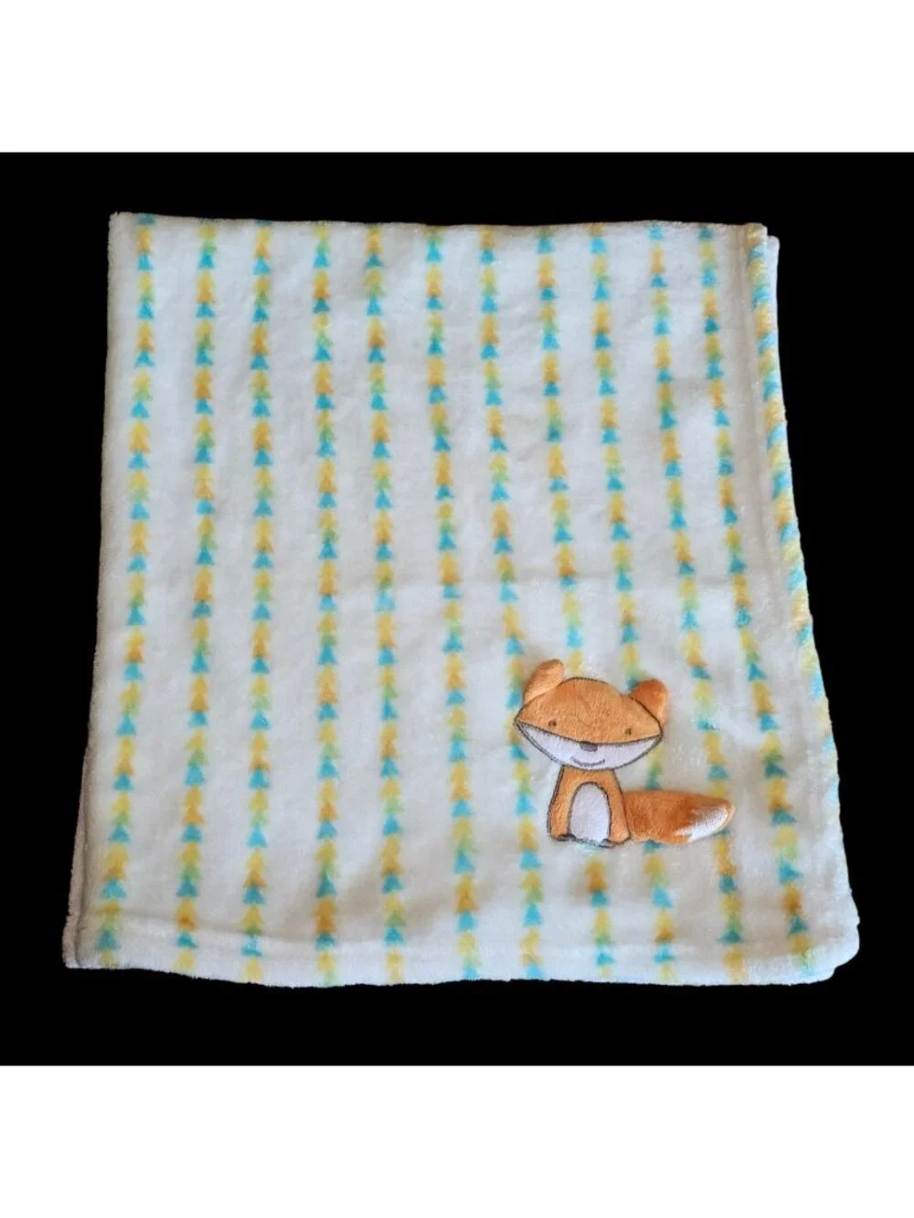 Le Bebe Favorite Fox Baby Blanket Plush security‎ lovey orange yellow triangles